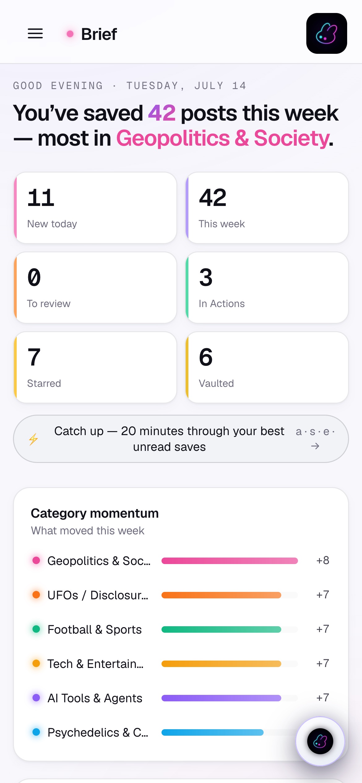 The Brief on iPhone, light mode